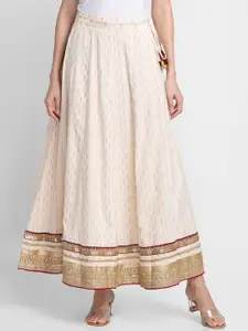 Globus Women Off White Self-Designed Pure Cotton Ethnic Skirt