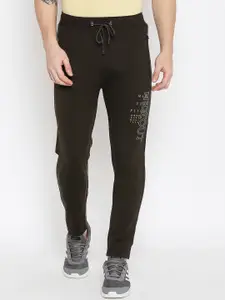 Duke Men Olive Green Printed Cotton Track Pants