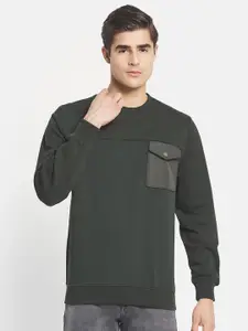 Octave Men Olive Green Fleece Sweatshirt