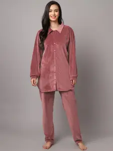 Kanvin Women Red Solid Night suit