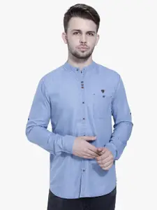 Kuons Avenue Men Blue Smart Slim Fit Solid Cotton Casual Shirt