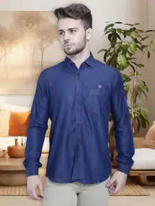 Kuons Avenue Men Blue Smart Slim Fit Denim Cotton Casual Shirt