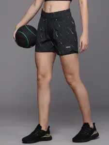 HRX by Hrithik Roshan Women Printed Rapid Dry Antimicrobial Finish Training Shorts