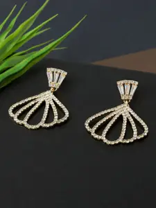 AccessHer White & Gold-Plated Contemporary Drop Earrings