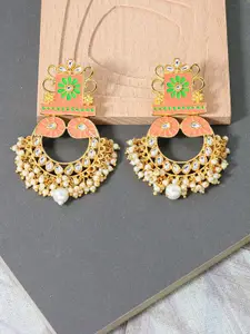 AccessHer Peach & White Gold-Plated Classic Drop Earrings