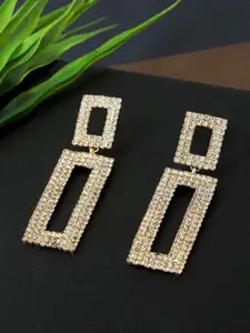 AccessHer Gold-Toned Geometric Drop Earrings