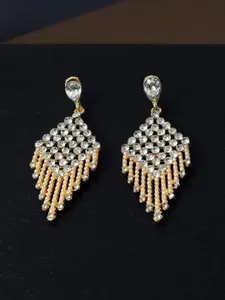 AccessHer Gold-Toned & White Gold Plated Contemporary Drop Earrings