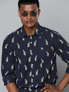 DENNISON Men Navy Blue Regular Fit Printed Casual Shirt