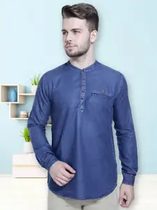 Kuons Avenue Solid Denim Cotton Short Kurta