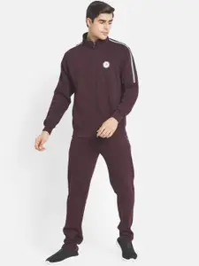 Octave Men Maroon Solid Tracksuit