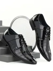 INVICTUS Men Black Solid Formal Leather Derbys