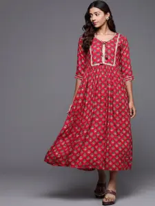 Libas Women Red Floral Maxi Dress