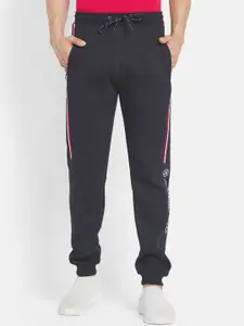 Octave Men Navy Blue Solid Cotton Joggers