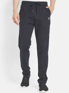 Octave Men Navy Blue Solid Cotton Track Pant