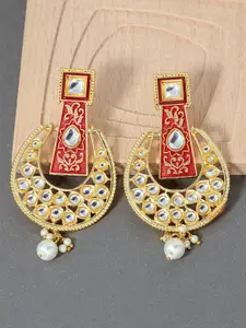AccessHer Gold-Toned & Red Gold Plated Contemporary Chandbalis Earrings