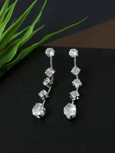 AccessHer Silver-Toned Contemporary Drop Earrings