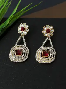 AccessHer Women Gold-Plated Square Drop Earrings
