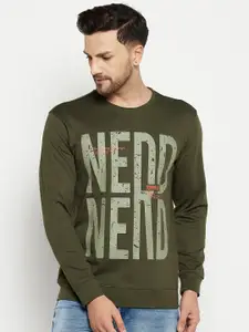 Duke Men Green Printed Fleece Sweatshirt