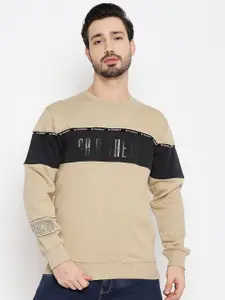 Duke Men Beige Printed Fleece Sweatshirt