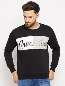 Duke Men Black Printed Fleece Sweatshirt