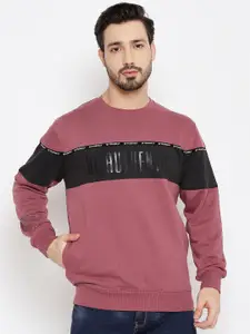 Duke Men Pink Printed Fleece Sweatshirt