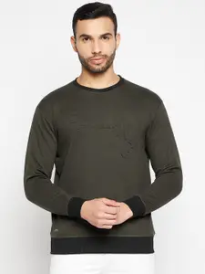 Duke Men Olive Green Fleece Sweatshirt