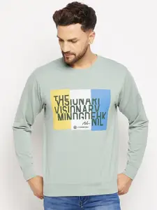 Duke Men Green Printed Fleece Sweatshirt