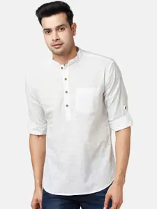 indus route by Pantaloons Men Off White Solid Short Kurta