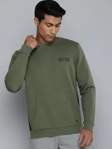 HRX by Hrithik Roshan Men Olive Green Solid Sweatshirt