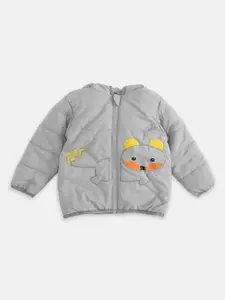 Pantaloons Baby Boys Grey Puffer Jacket with Patchwork