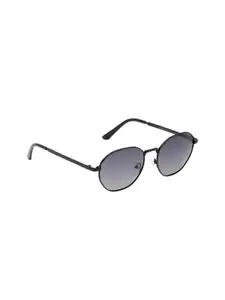 KOSCH ELEMENTE Men Purple Lens & Black Oval Sunglasses with Polarised Lens
