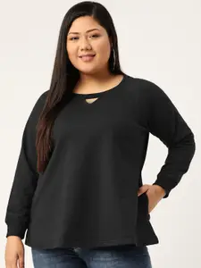 theRebelinme Women Plus Size Black Sweatshirt