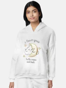 Dreamz by Pantaloons Women White Typography Pullover with Embroidered Detail
