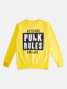 Pantaloons Junior Boys Yellow Cotton Printed Sweatshirt