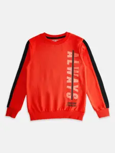 Pantaloons Junior Boys Red Cotton Printed Sweatshirt