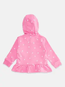 Pantaloons Baby Girls Pink Cotton Printed Hooded Sweatshirt