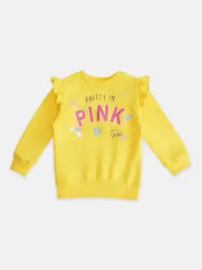 Pantaloons Baby Girls Cotton Mustard Printed Sweatshirt