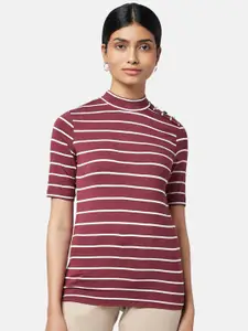 Annabelle by Pantaloons Women Maroon Striped Top