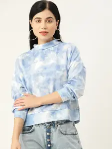 Koton Women Blue & White Dyed Printed Sweatshirt