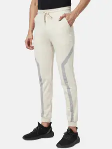 Ajile by Pantaloons Men Off White & Grey Solid Slim-Fit Joggers