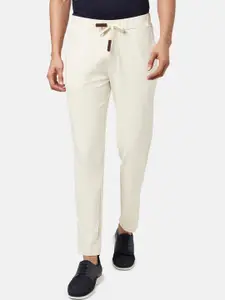 Urban Ranger by pantaloons Men Off White Slim Fit Cotton Trousers