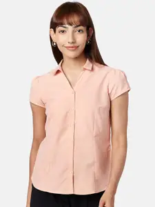 Annabelle by Pantaloons Women Peach-Coloured Solid Casual Shirt