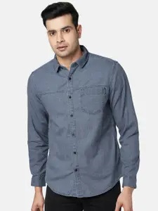 SF JEANS by Pantaloons Men Blue Slim Fit Printed Casual Shirt