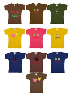 TINY HUG Girls Assorted Typography 10 T-shirt