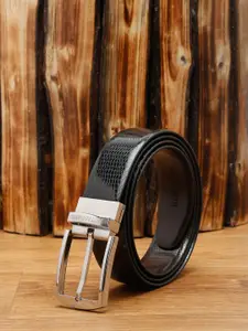 MUTAQINOTI Men Black & Brown Faux Leather Reversible Formal Belt