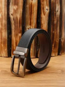 MUTAQINOTI Men Black & Brown Faux Leather Reversible Formal Belt