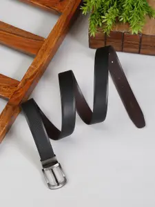 MUTAQINOTI Men Black & Brown Leather Reversible Formal Belt