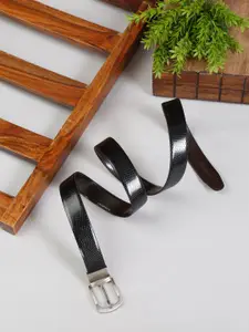 MUTAQINOTI Men Black & Brown Leather Reversible Formal Belt