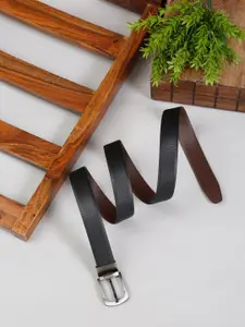 MUTAQINOTI Men Black Textured PU Formal Belt