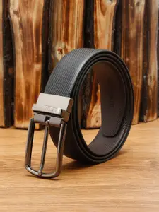 MUTAQINOTI Men Black PU Formal Belt